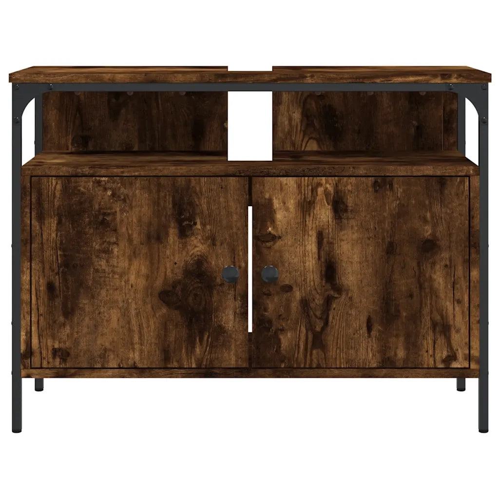Mobile Lavabo Bagno Rovere Fumo 80x30x60 cm Legno Multistrato 842443