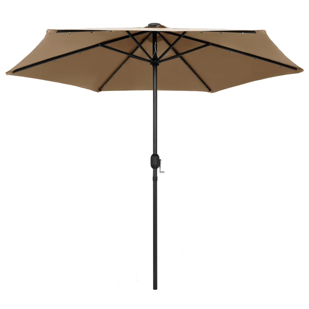 Ombrellone con Luci a LED e Palo Alluminio 270 cm Tortora 47355