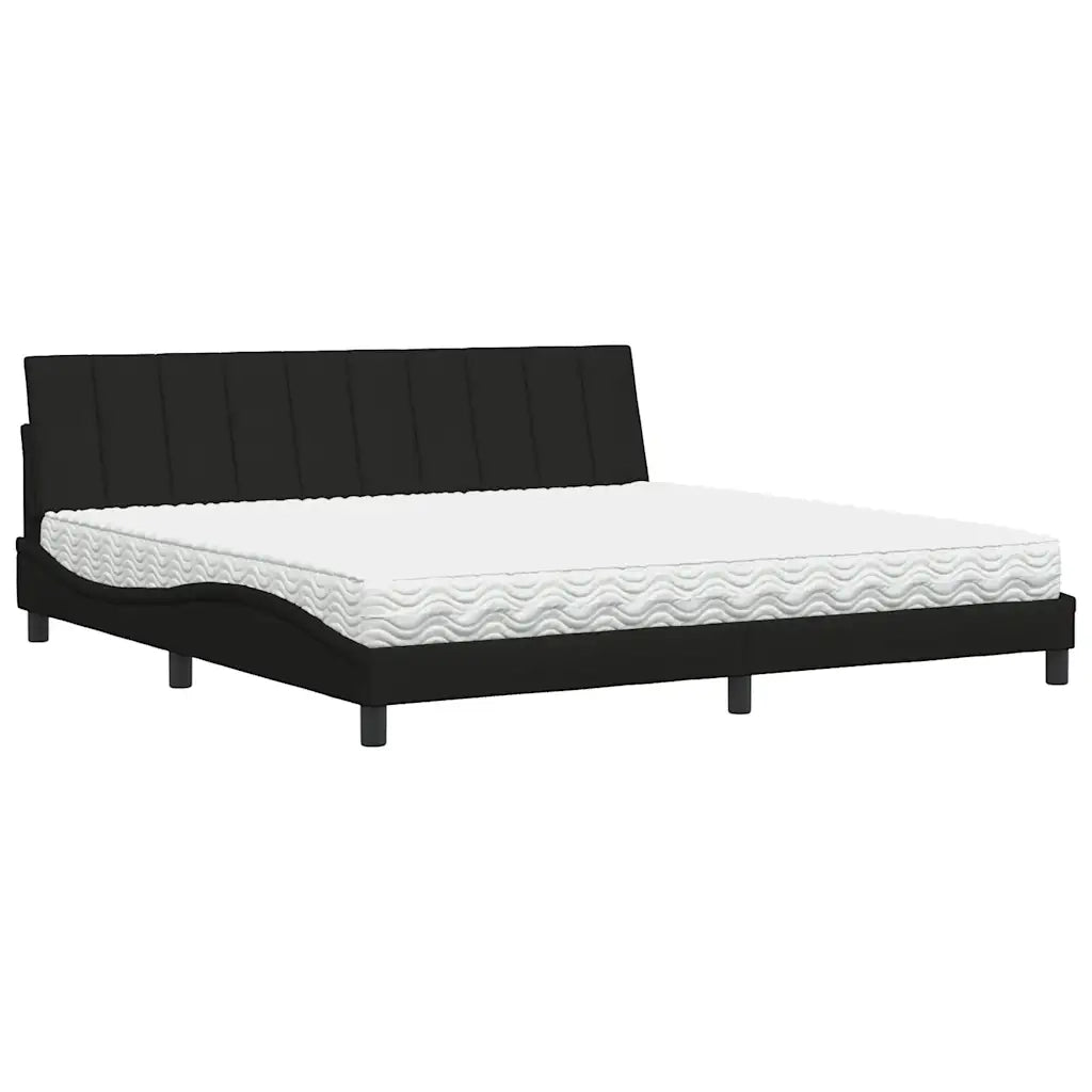 Letto con Materasso Hanko Nero 200x200 cm in Tessuto 3310554