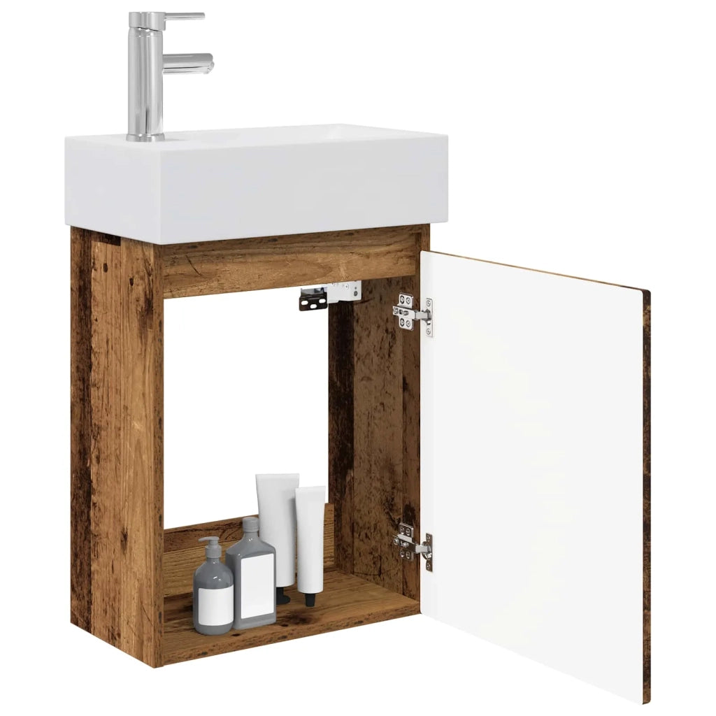 Mobile bagno con rubinetto Legno antico 45,5 x 25,5 x 84 cm 889489