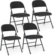 Set di 4 Sedie Pieghevoli, Sedia per Interno ed Esterno con Struttura in Metallo, Sedie Impilabili in Artificiale PVC, Portata 150kg, Sdraio Imbottite da Pranzo per Feste e Matrimoni (4)