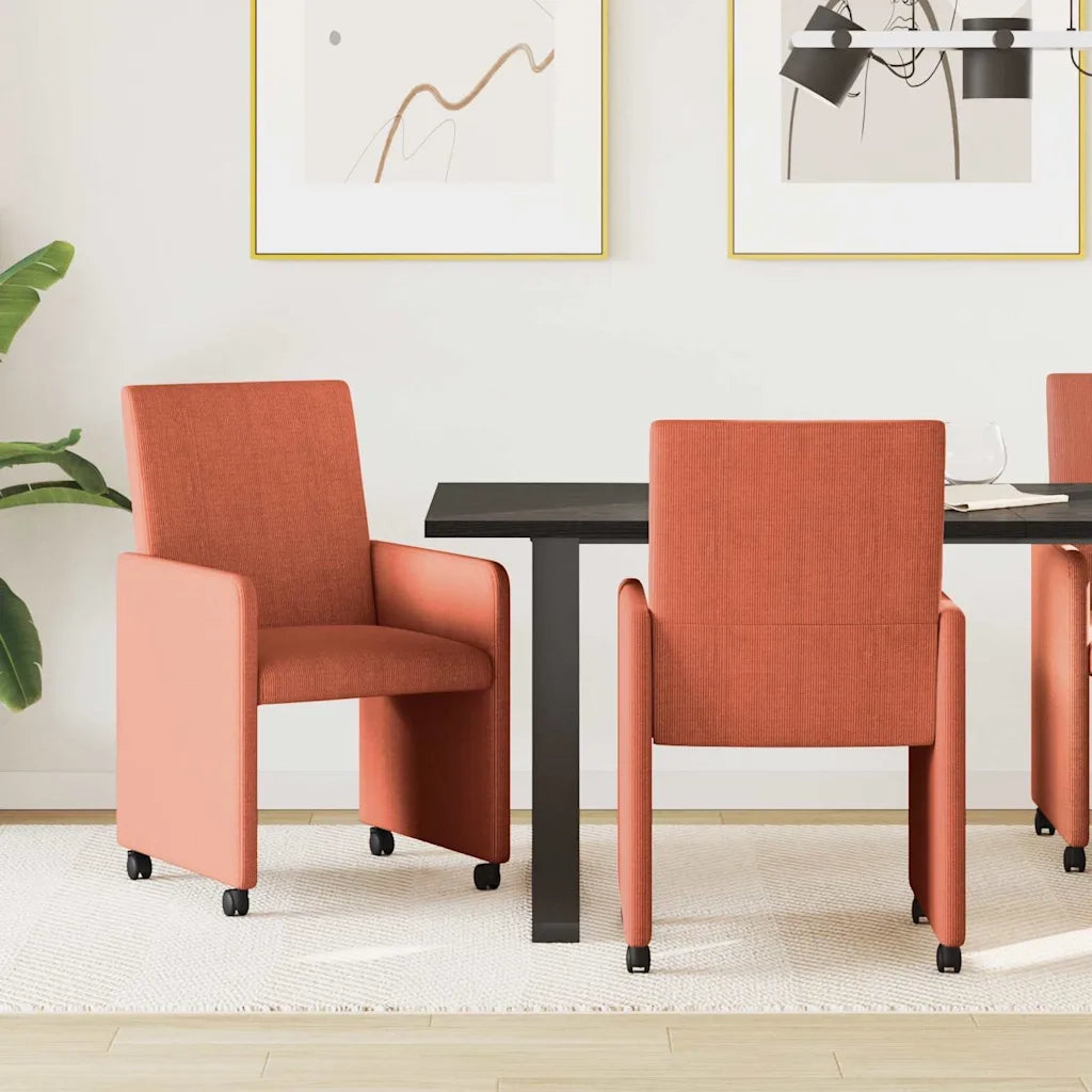 Sedie da Pranzo con Ruote 2 pcs Rosso arancio 57 x 66 x 94 cm 42017806