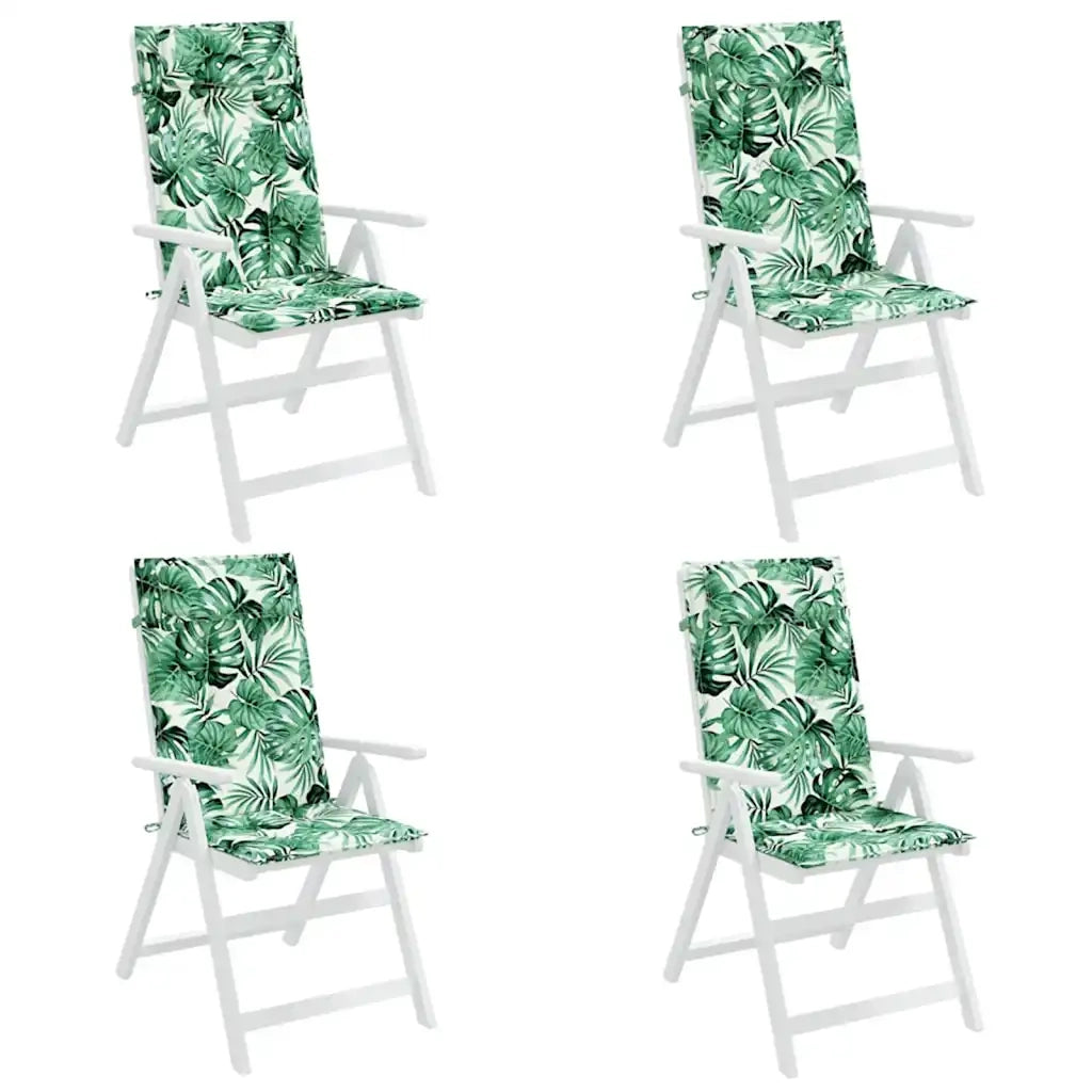 Cuscini Sedia Schienale Alto 4 pz Motivo Foglie Tessuto Oxford 361911