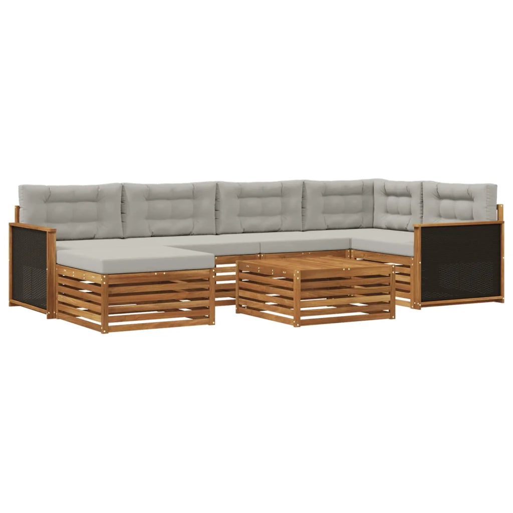 Set di divani da esterno 7 pz Naturale e Grigio Chiaro 3383584