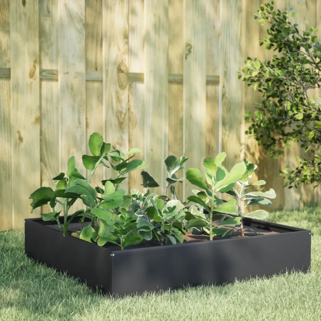 Fioriera Rialzata da Giardino Antracite 100x100x33,5cm Acciaio 851026