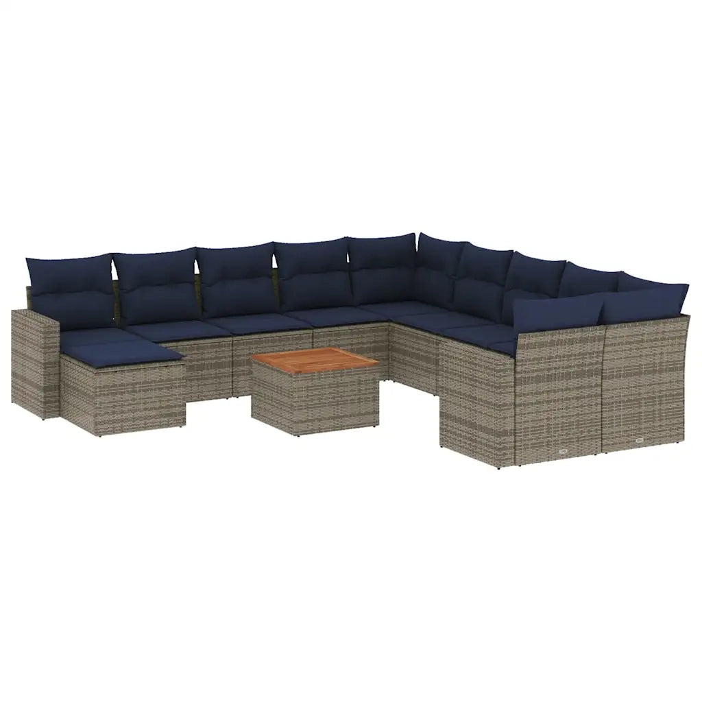 Set Divani da Giardino 14 pz con Cuscini Grigio in Polyrattan 3256754