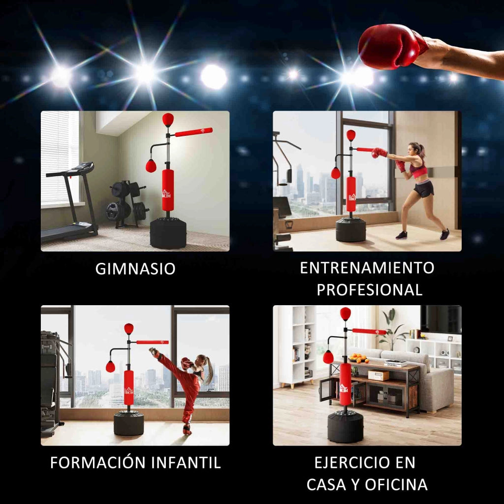 Saco da Boxe Regolabile in Altezza con Base Gonfiabile ¨C zephmum ¨C Rosso 88x50x160-230 cm