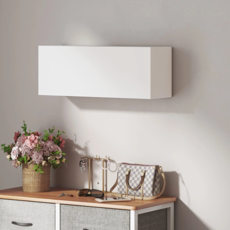 Mobiletto da bagno, pensile con anta a ribalta, molla a gas, ripiano, 80 x 25 x 30 cm, bianco