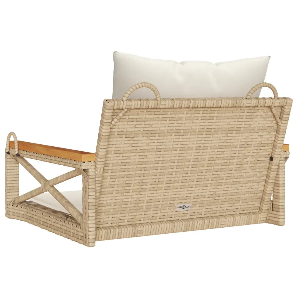Panca da Giardino | Panchina a Dondolo con Cuscini Beige 63x62x40 cm in Polyrattan