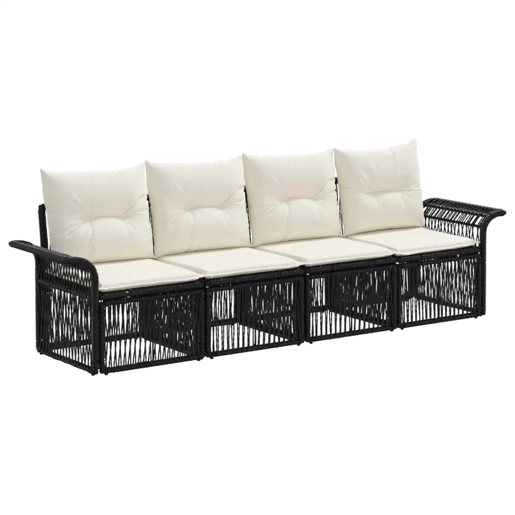 Set Divano da Giardino 4 pcs Nero polyrattan 3434752