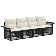 Set Divano da Giardino 4 pcs Nero polyrattan 3434752