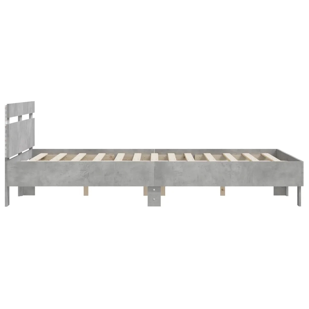 Giroletto con Testiera e LED-Struttura Letto con testiera Grigio Cemento 150x200 cm 451156