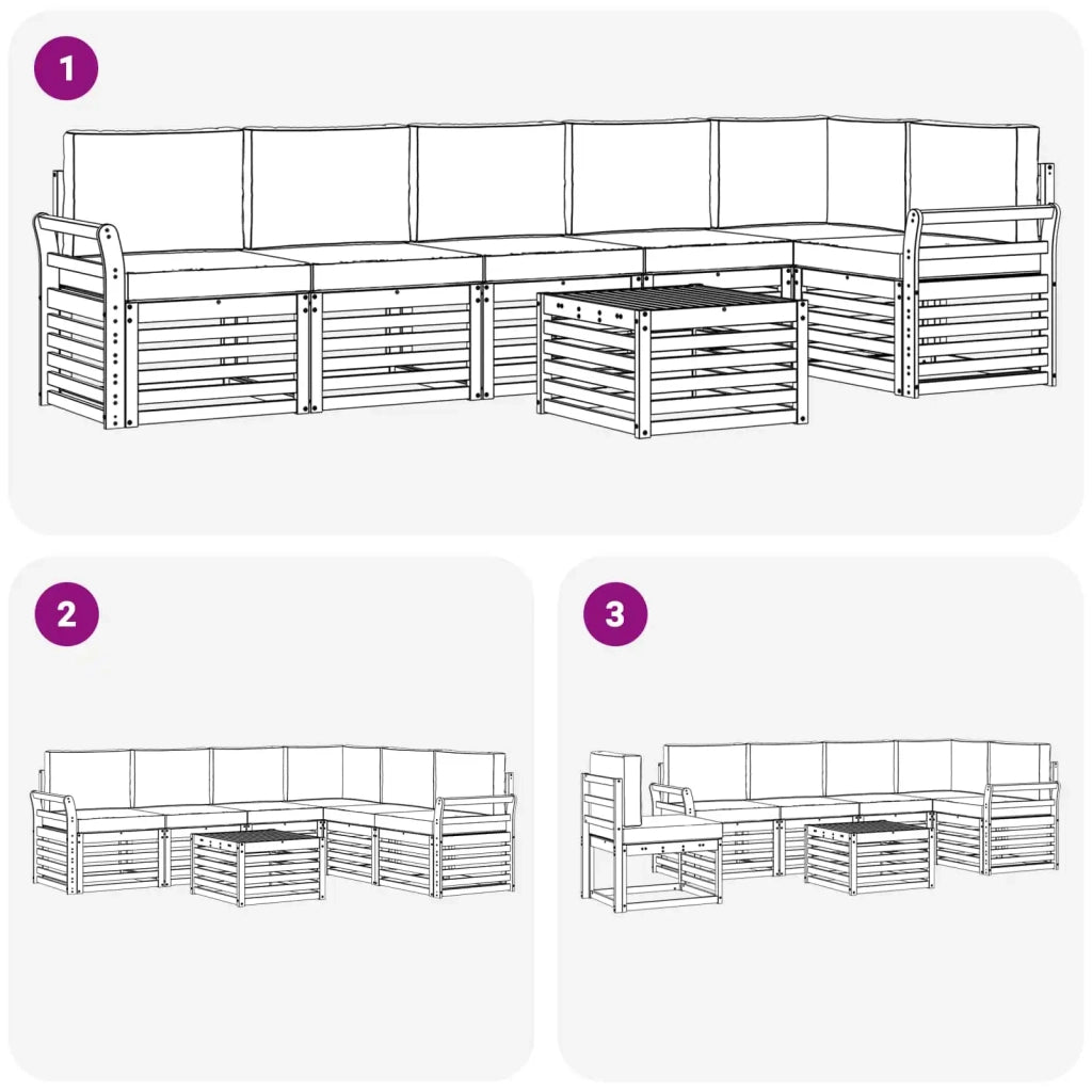 Set divano sezionale con cuscino 7 pcs Naturale e Beige 3374933