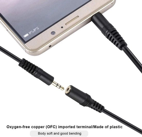 Cavo di estensione ottico 35 mm maschio a femmina - cavo ausiliario per cuffie stereo smartphone - segnale audio jack ausiliario.