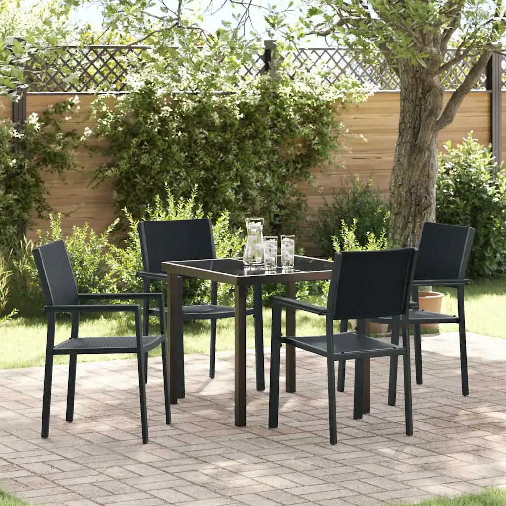 Set da Pranzo per Giardino 5 pcs Nero