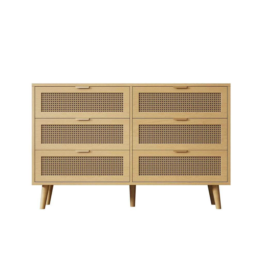 Cassettiera 120x40x76.5 cm con 6 cassetti e maniglie in metallo; in truciolato e legno