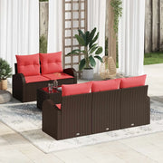 Set Divano da Giardino 6 pcs Beige e Rosso polyrattan 3354593