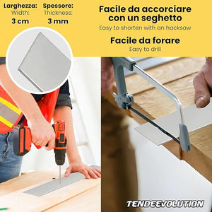 Peso Piatto in Alluminio Bianco per Tende - Lunghezza barra 80cm, 3cm Largo, 3mm Spessore - Profilo per Binari, Strip LED, Teloni PVC