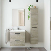 Martesana, set Mobili Bagno Specchio Incluso, Marrone Rovere