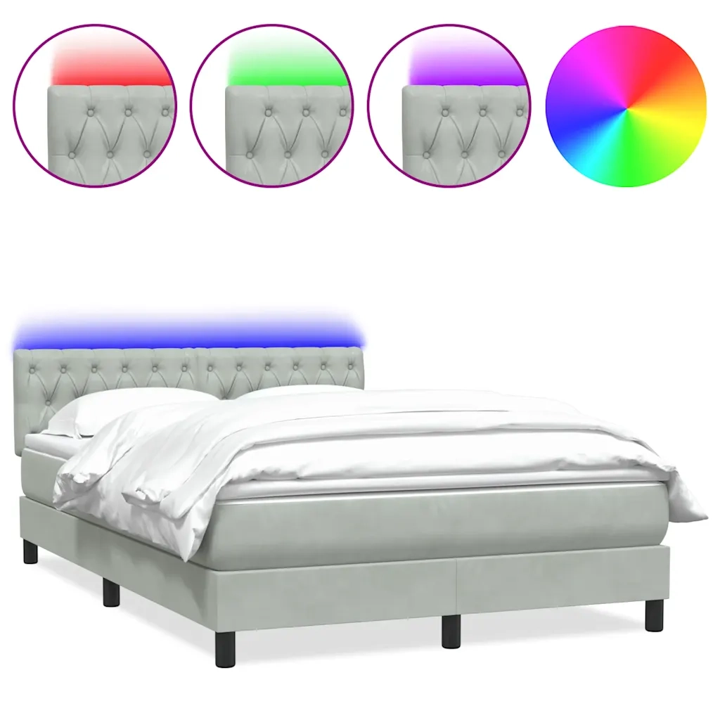 vidaXL Giroletto a Molle con Materasso Grigio Chiaro 160x220cm Velluto