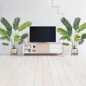 Set di 2 Piante Artificiali di Palma 90 CM/140 CM, Pianta Finta in Vaso da Interno ed Esterno, Decorazione Moderna per Soggiorno, Veranda, Ufficio e Negozio (140 cm)