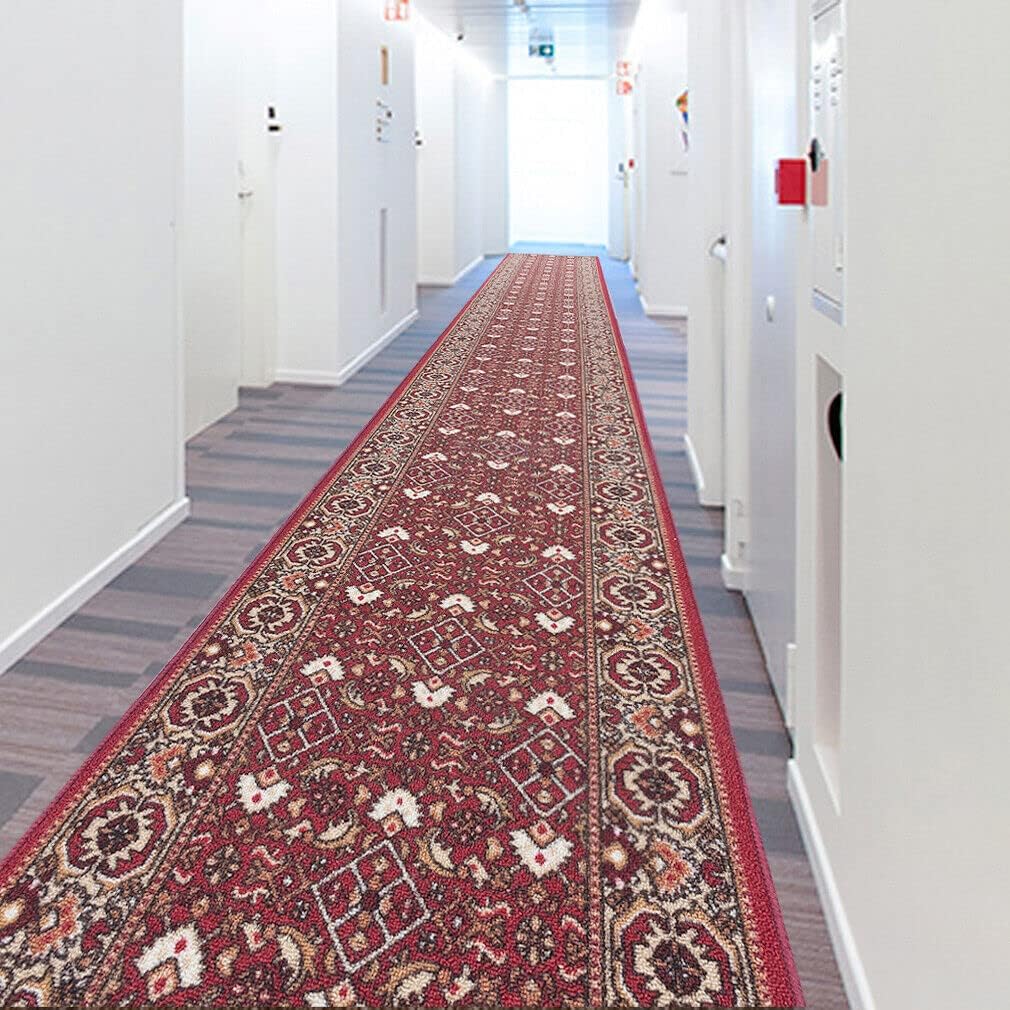 Passatoia Scala Bordata 67x400 cm Ingresso Corridoio Tappeto Cucina Gradini Bordeaux