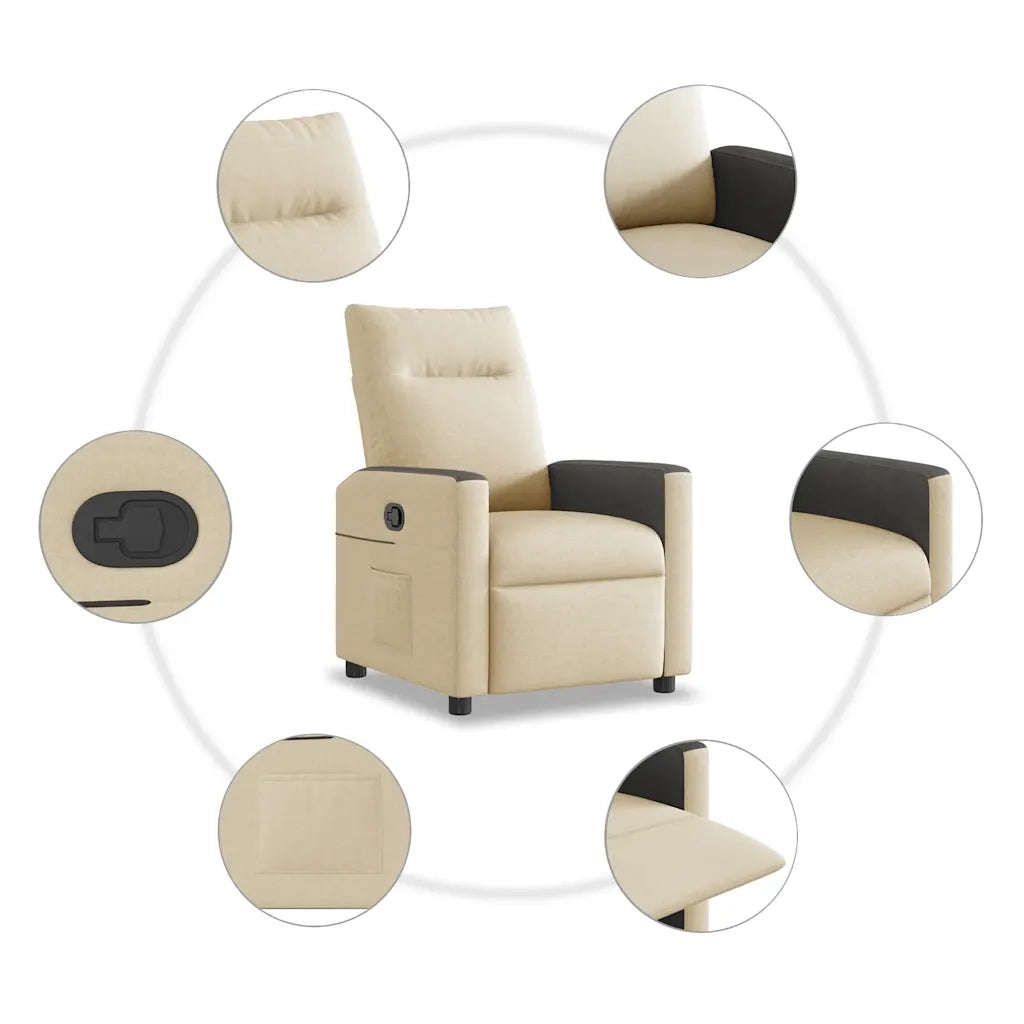 Divano Sedia-Poltrona Reclinabile in Tessuto Crema 394102