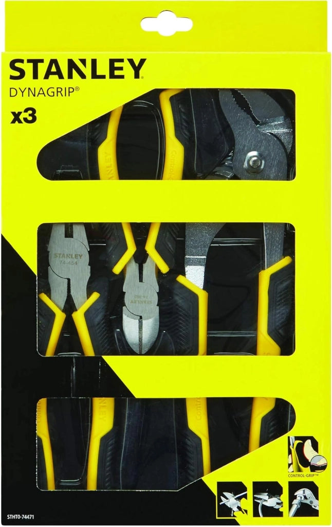 Set di 3 pinze universali da 18 cm, taglierina diagonale da 15 cm e cerniera da 25 cm Stanley