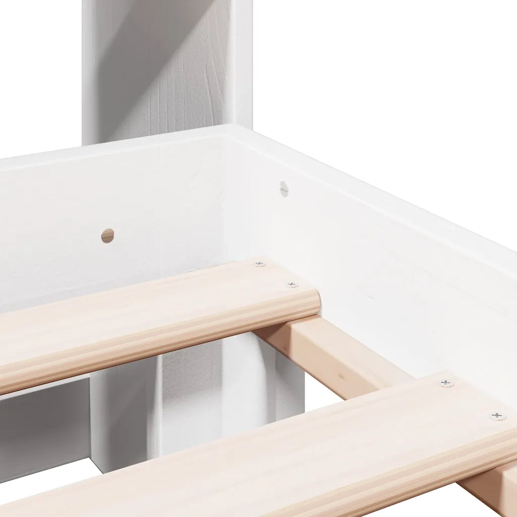 Letto Libreria senza Materasso-Struttura Letto con contenitore Bianco 140x190 cm Legno di Pino 722745