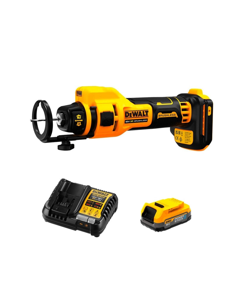 Sega da taglio per cartongesso DeWALT DCE555E1-SK (1 x 1,7 Ah Powerstack + DCB1104)