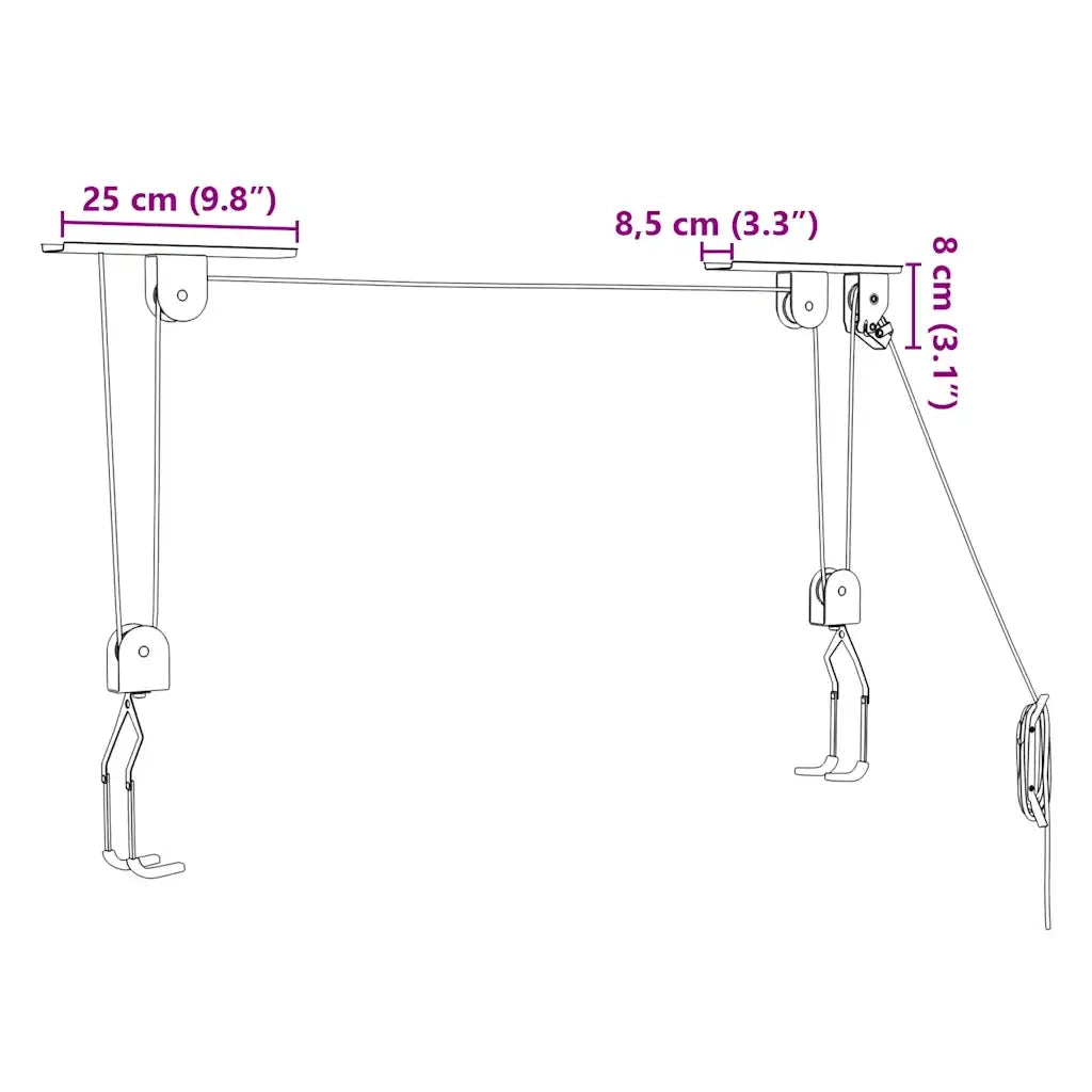 Sollevatori per Bici con Supporto a Soffitto 2 pz 20 kg 156339