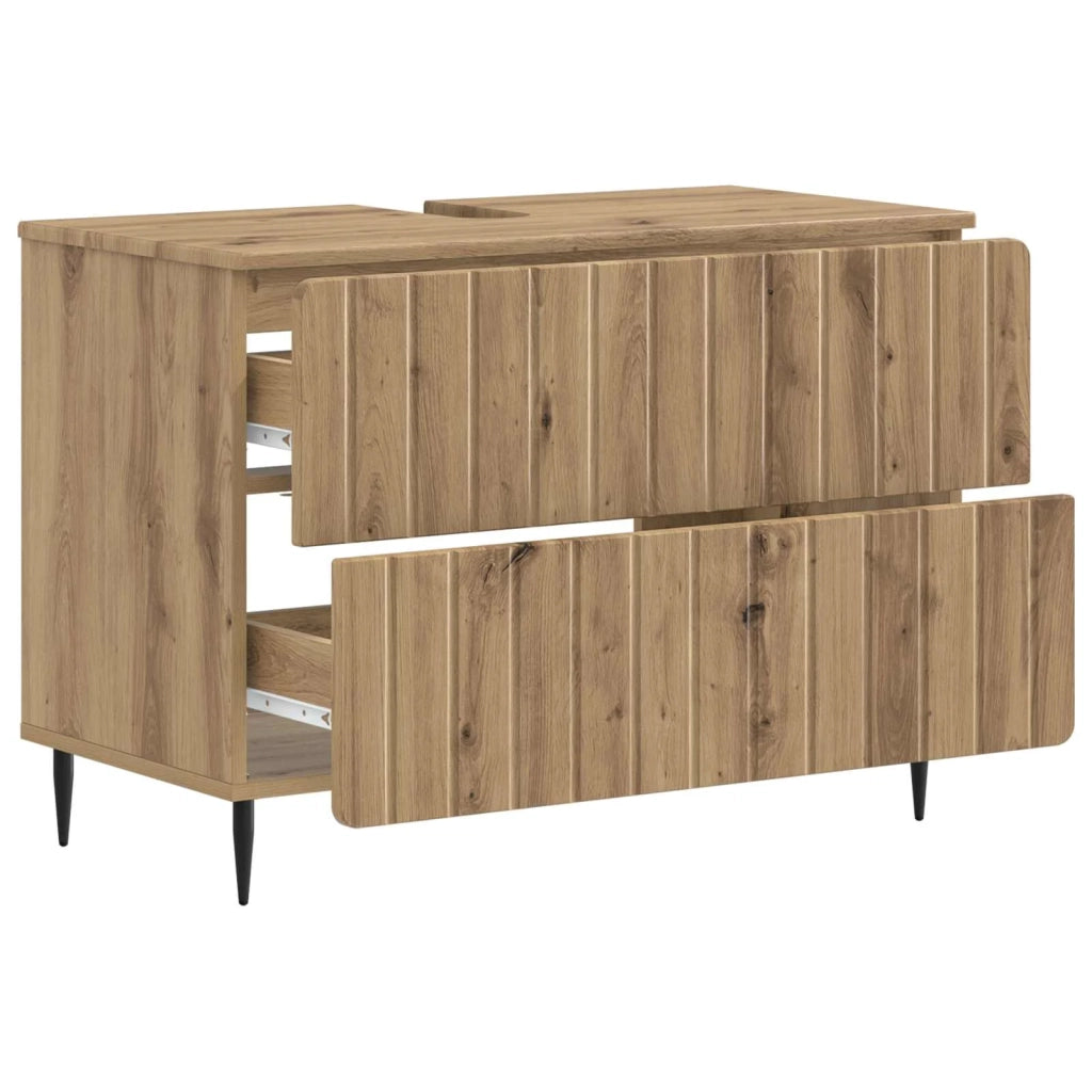 Armadio per Lavabo da Bagno ZWOLLE Rovere Artigianale 896364