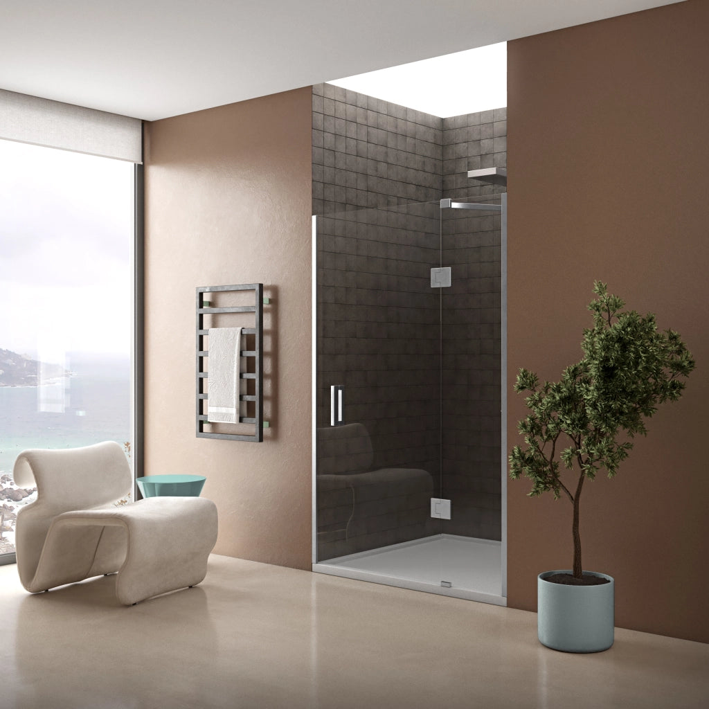 Box doccia 100 cm anta singola ad un battente per nicchia H200 cm cristallo anticalcare trasparente 6mm STELLA Cromato