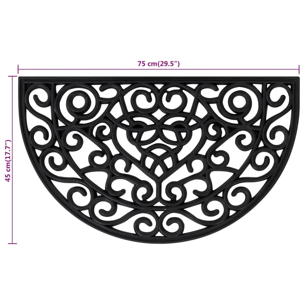 Zerbino semicircolare 45 x 75 cm antiscivolo resistente per interni/esterni in gomma nera 02_0046195