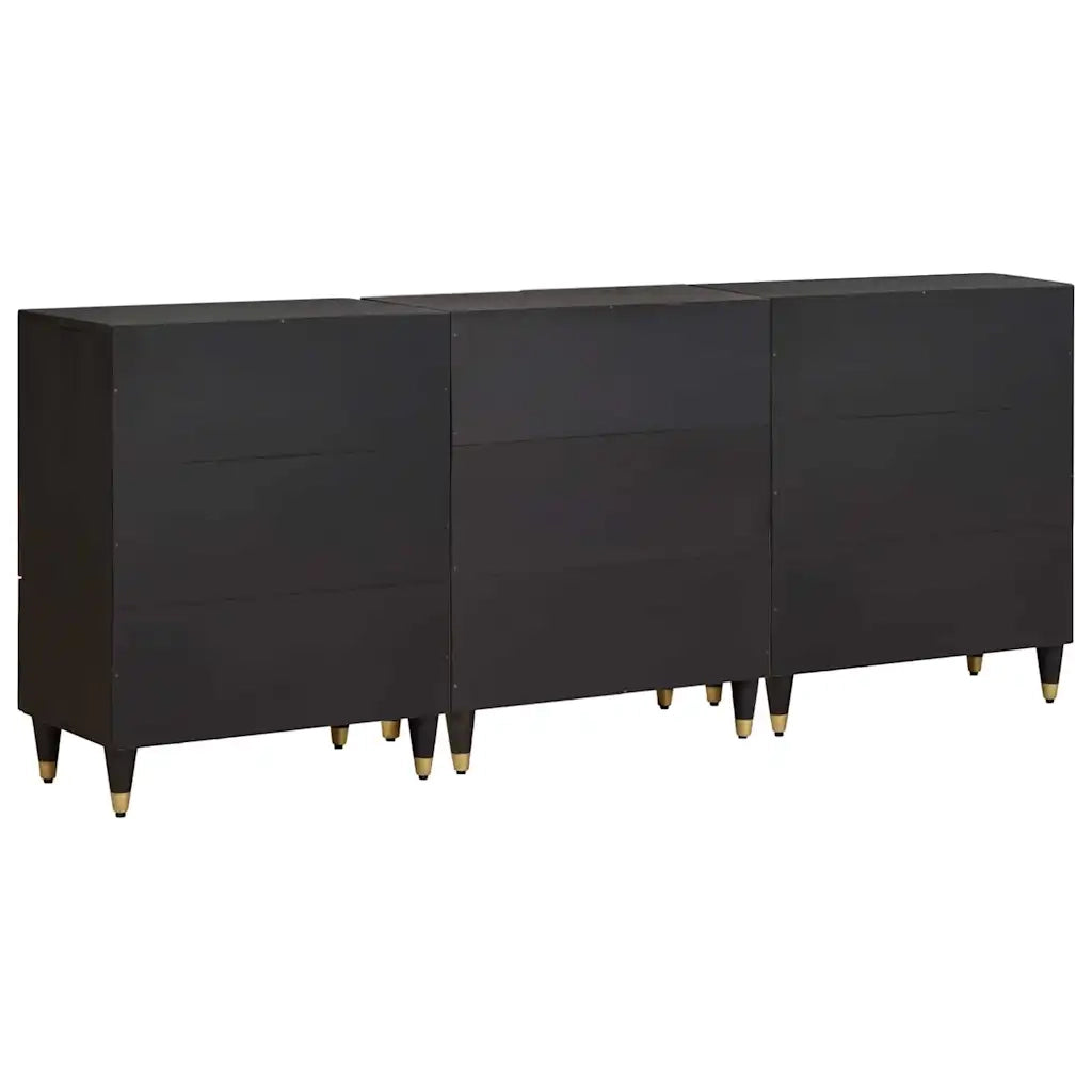 Set di Armadi da Bagno con cassetto 3 pcs Nero 180 x 33 x 75 cm