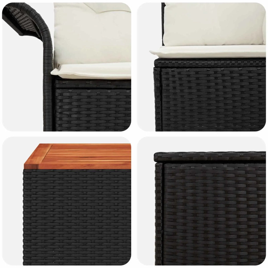 Set di divani 8 pz Nero e Bianco Crema 3447997