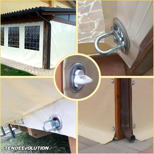 Fermo a farfalla in plastica marrone Cavallotto A Molla per Occhiello Ovale in PVC per Teloni Gazebo Copertura Laterale