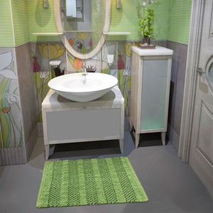 Tappeto Camera Scendiletto Bagno 60x120 Cm Cotone Intrecciato Morbido Assorbente Verde