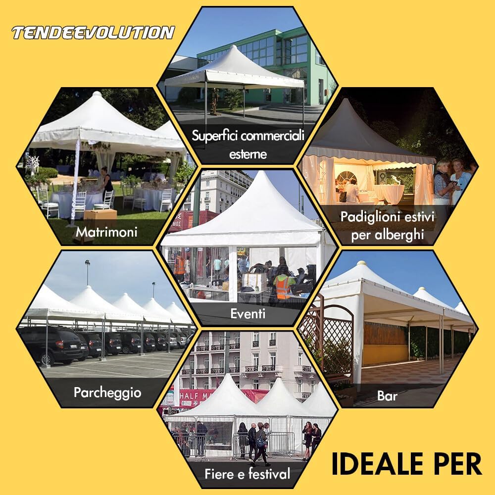 Gazebo Professionale in PVC 650g/mq per Bar, Ristoranti, Maneggi, Chioschi - Varie Misure (4 x 4, PVC Bianco)