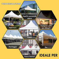 Gazebo Professionale in PVC 650g/mq per Bar, Ristoranti, Maneggi, Chioschi - Varie Misure (3 x 3, PVC Bianco)