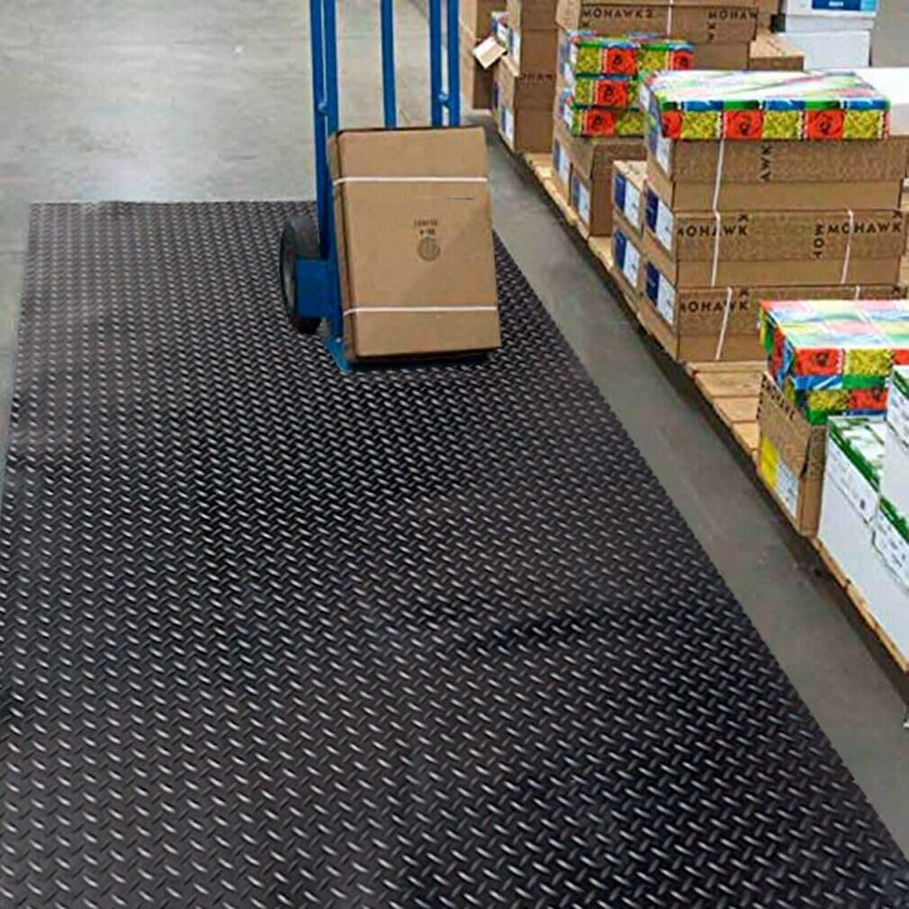 Zerbino Gomma Tappeto Isolante 120x220 cm Antiurto Antiscivolo Copri Pavimento Nero