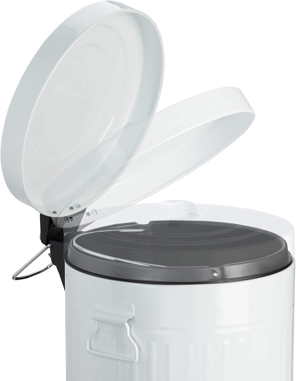 Pattumiera vintage da cucina bagno a pedale in metallo 12 litri bianco 13_0002319_3