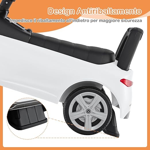 Mercedes Benz Macchinina Cavalcabile a Spinta per Bambini, Auto da Gioco con Volante Clacson e Suono, Spazio di Archiviazione, Auto a Spinta per bambini 1-3 Anni (Bianco)