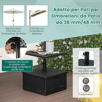 Base per Ombrellone, con Tavolino e Sacca Ponderata, Supporto per Ombrellone 45L di Acqua, 67 kg di Sabbia, Base Ombrellone 3 in 1 con Vassoio, per Ombrellone 38 mm/48 mm