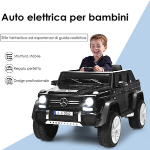 Mercedes Benz Macchina Elettrica per Bambini 12V, Veicolo Elettrico con Luci LED e Chiusura di Sicurezza, Macchina Cavalcabile per Bambini 3-8 Anni (Nero)