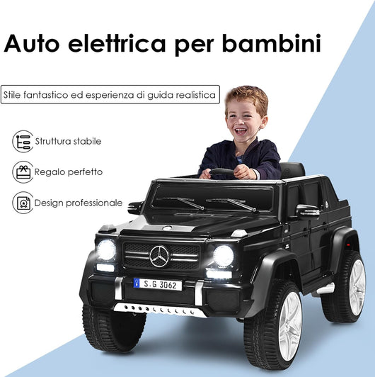 Mercedes Benz Macchina Elettrica per Bambini 12V, Veicolo Elettrico con Luci LED e Chiusura di Sicurezza, Macchina Cavalcabile per Bambini 3-8 Anni (Nero)