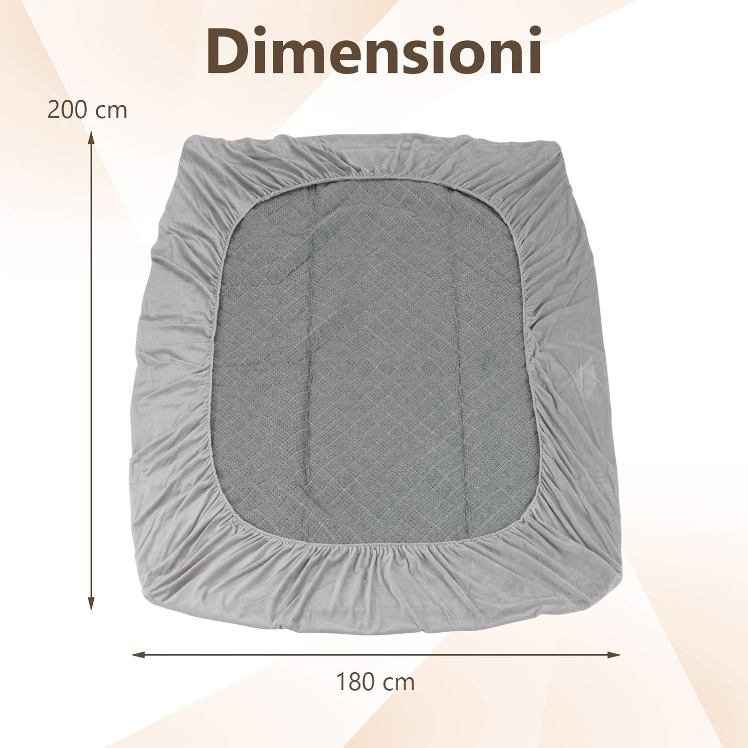 Protezione per Materasso, Coprimaterasso in Velluto Morbido di Lusso con Fondo Antiscivolo, Copertura per Materasso Confortevole con Imbottitura in Spugna (200 x 180 cm)