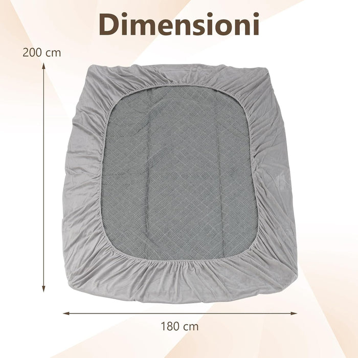 Protezione per Materasso, Coprimaterasso in Velluto Morbido di Lusso con Fondo Antiscivolo, Copertura per Materasso Confortevole con Imbottitura in Spugna (200 x 180 cm)