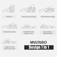 Cuscino a Cuneo per Letto e Divano, Cuscino da Lettura Relax, per Gambe Schiena e Ginocchio, con Fodera Lavabile (Bianco)