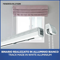 Binario Tenda a Pacchetto 2 Calate con cassone, Bastone Attacco Parete/Soffitto, Binario in Alluminio Bianco Lunghezza 80 CM Comando a destra
